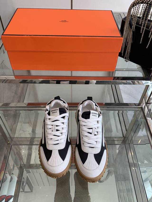 Women's & Men's 420 Hermes Jet Series Suede Sneakers, Couple Style Original patt