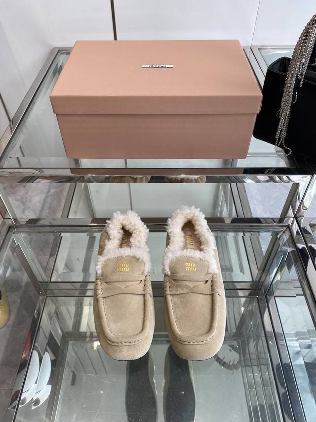 Miu Miu 25Ss New Square Toe Pleated Slip-on Ballet Flats Loafers 25 Miu Miu Autu