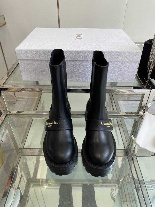 Top-tier Dior 2025 Fall/Winter D-Quest series punk-style Chelsea boots with elas
