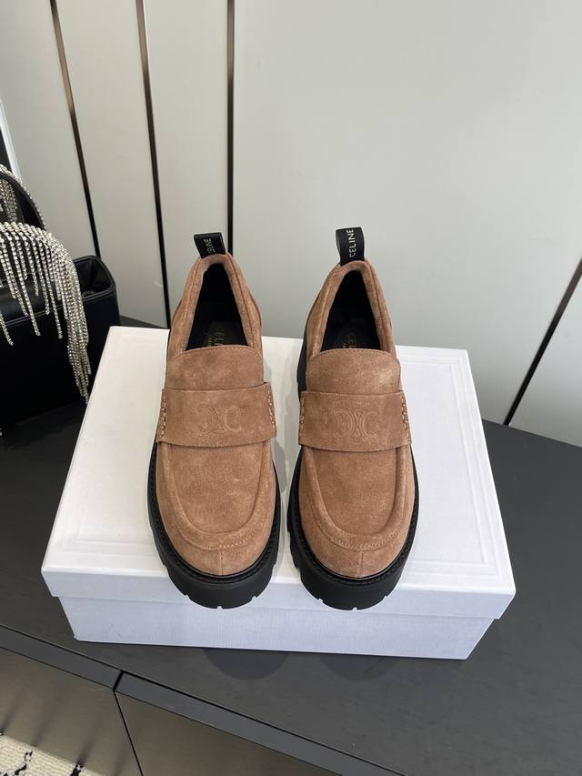 Celine 25Ss Autumn/Winter Latest Runway Style Platform Loafers Many celebrities