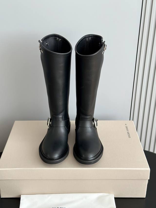 Golden Goos* Ggdb New Retro Motorcycle Tall Riding Boots Made of high-quality ge