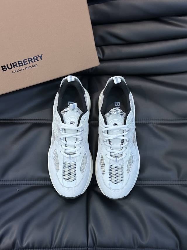 Burberr* Men's Height-Increasing Sneakers! High-end quality, the upper is made o Burberr* Men's Height-Increasing Sneakers! High-end quality, the upper is made o