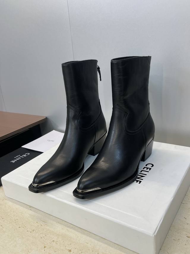 Factory Price Celine 2025 Autumn/Winter Punk Style Iron Toe Motorcycle Women's A