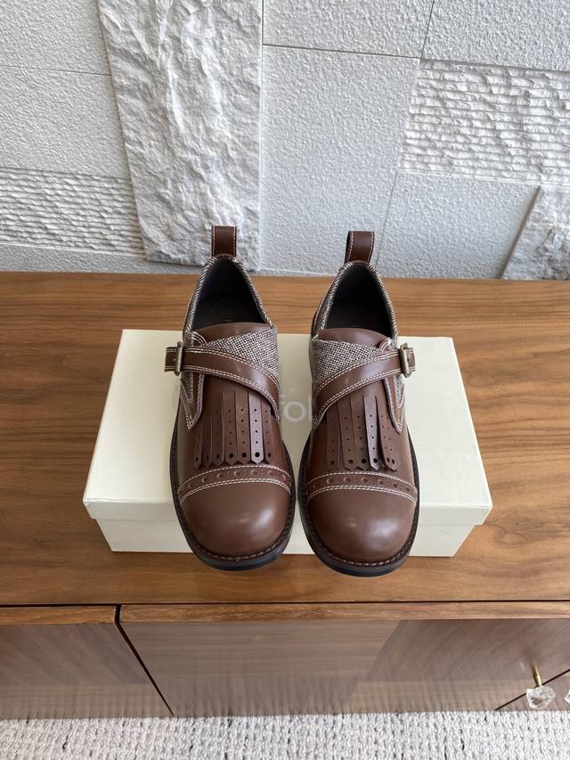 Top Version: Unfolio 25Ss Early Autumn New Retro Tower Buckle Tassel Monk Loafer