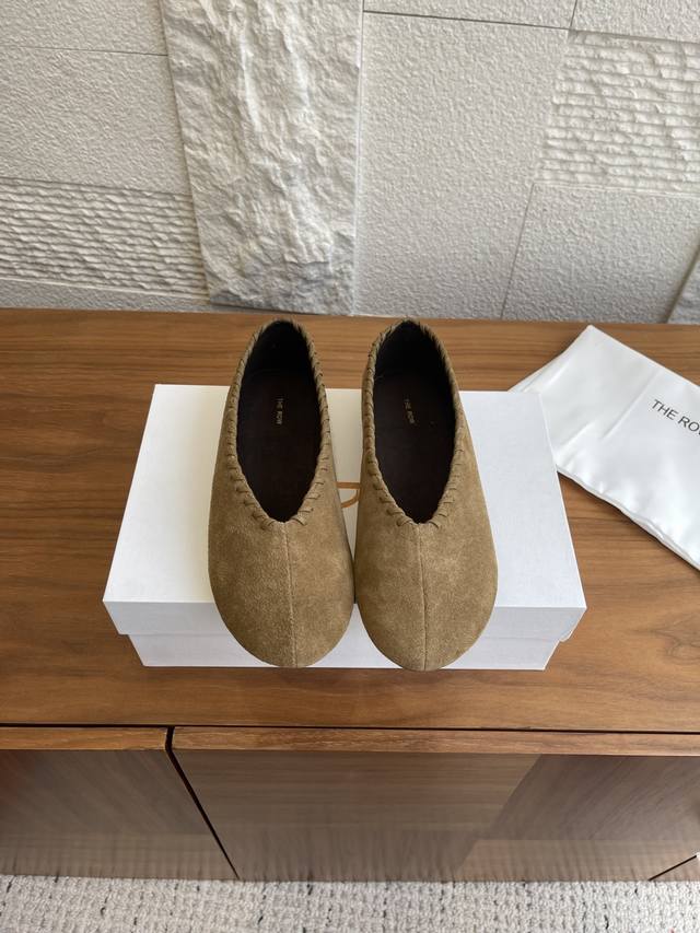 Top Version: The Row 25Ss Autumn/Winter New Retro Minimalist Round Toe Flat Ball