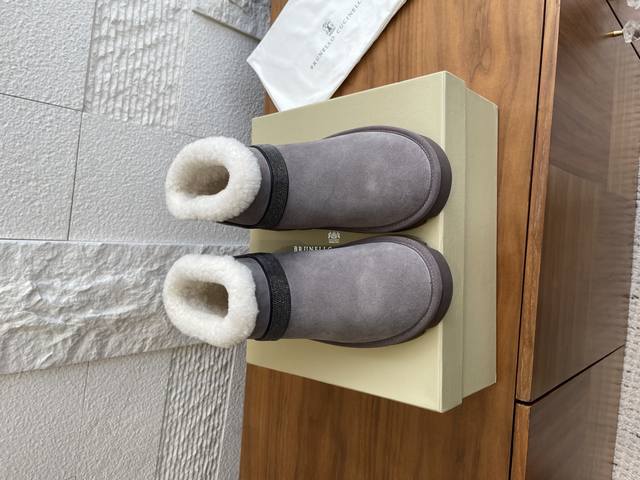 Top Version: Brunello Cucinelli 2025 Autumn/Winter New Beaded Ankle Boots/Snow B