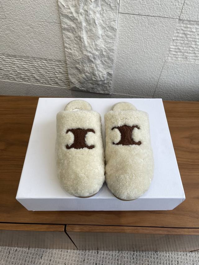 Top Version: Celine 25Ss Autumn/Winter New Georgia Slippers Embroidered Arc de T