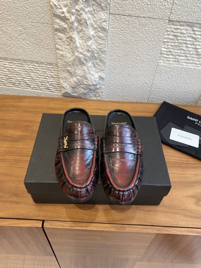 Top Version: Saint Laurent 25Ss Early Autumn New Arrival Pleated Le Loafer Mules