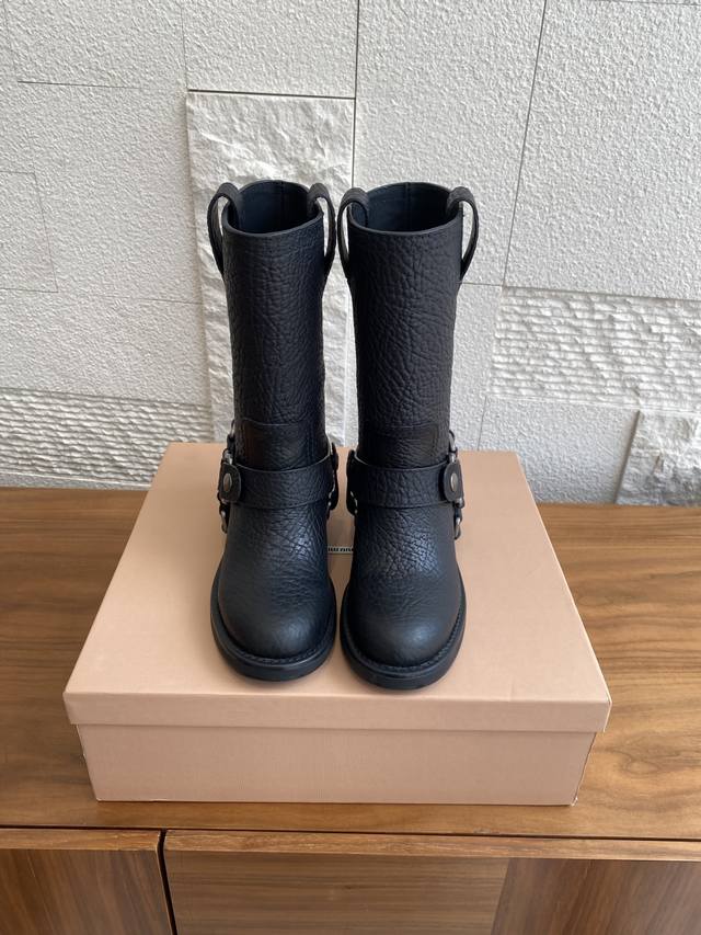 Top Version: Short Boots & Long Boots Miu Miu 25Ss Autumn/Winter New Retro Round