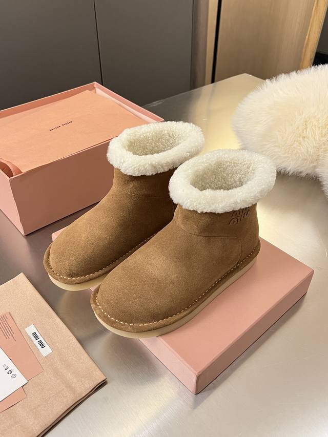 Miumiu Autumn/Winter Runway New Pure Wool Snow Boots, Original 1:1 Edge-Wrapped