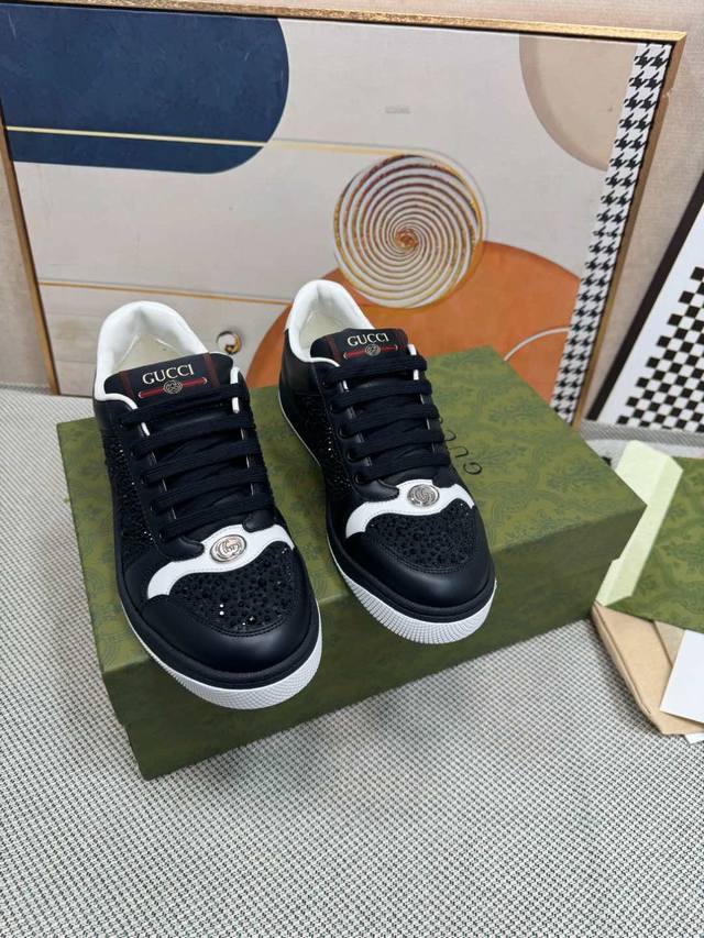 Gucci rhinestone shoes, imported version, NFC with barcode chip, high-quality se