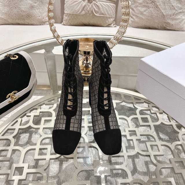 Dior Jacquard Rhinestone Mesh Boots, Dior 2025 Spring/Summer Newest Color Jardin