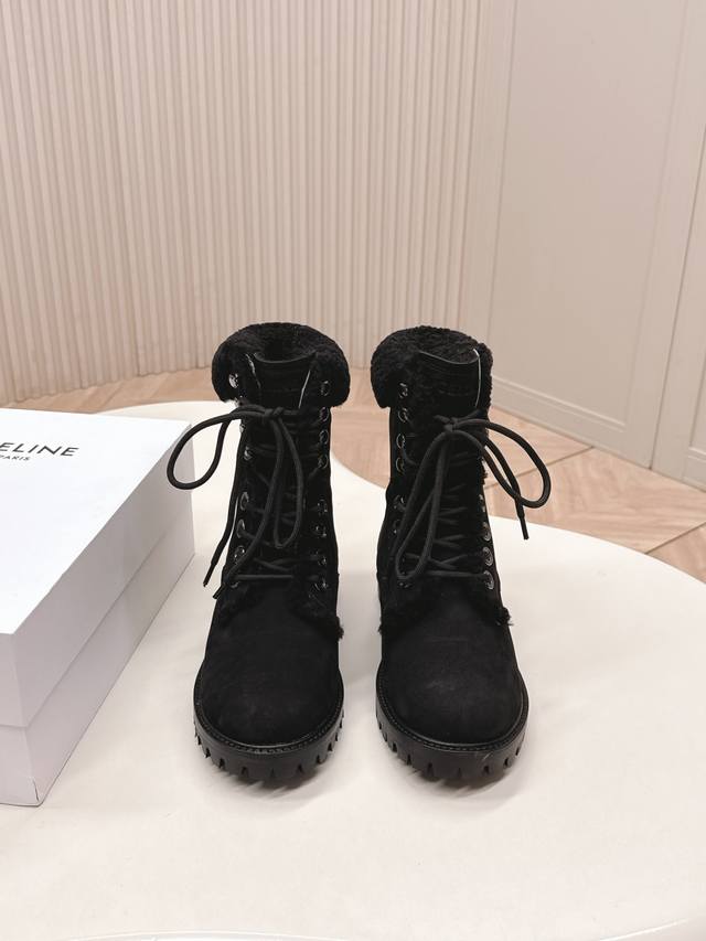 High-quality wool version available. These classic Celine combat boots (the icon