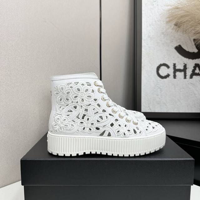 Chanel 2025 Fall/Winter Collection Strappy Ankle Boots. The upper features class