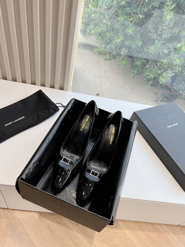 G988 Top Quality Saint Laurent Lee Metal Rhinestone Chain High Heels YSL's beaut