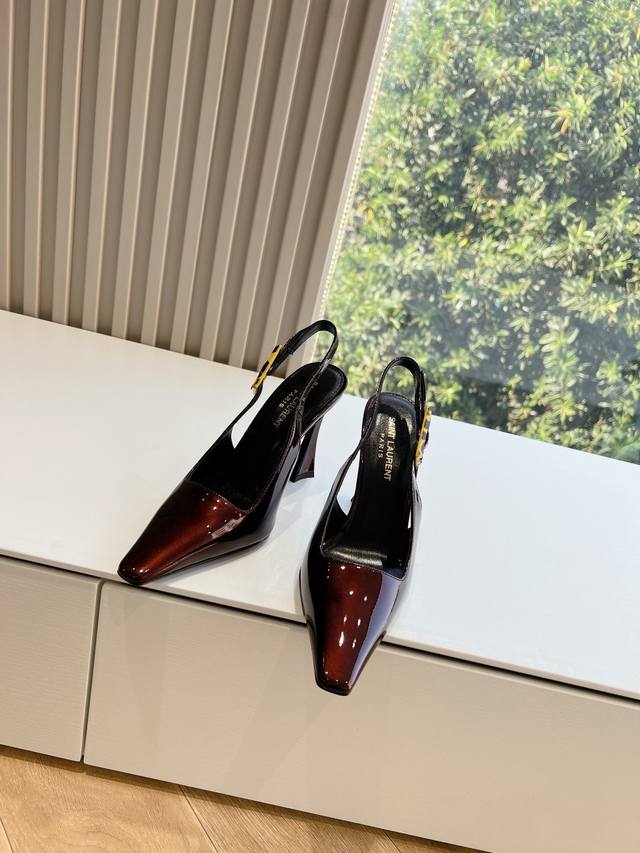 G085 Top Quality Saint Laurent Lee Metal Rhinestone Chain High Heels YSL's beaut