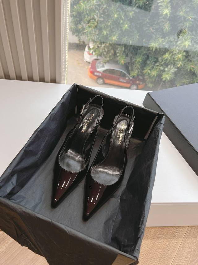 G085 Top Quality Saint Laurent Lee Metal Rhinestone Chain High Heels YSL's beaut