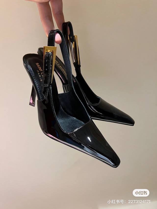 G085 Top Quality Saint Laurent Lee Metal Rhinestone Chain High Heels with Monoch