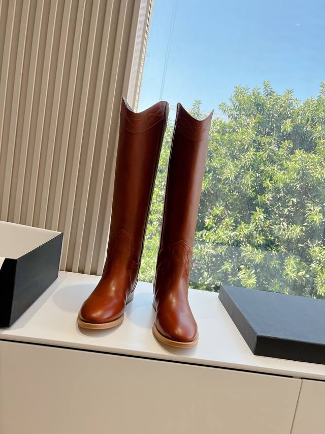 YSL Saint Laurent G037 Women's Kate Black Smooth Leather Boots, Classic Long Boo