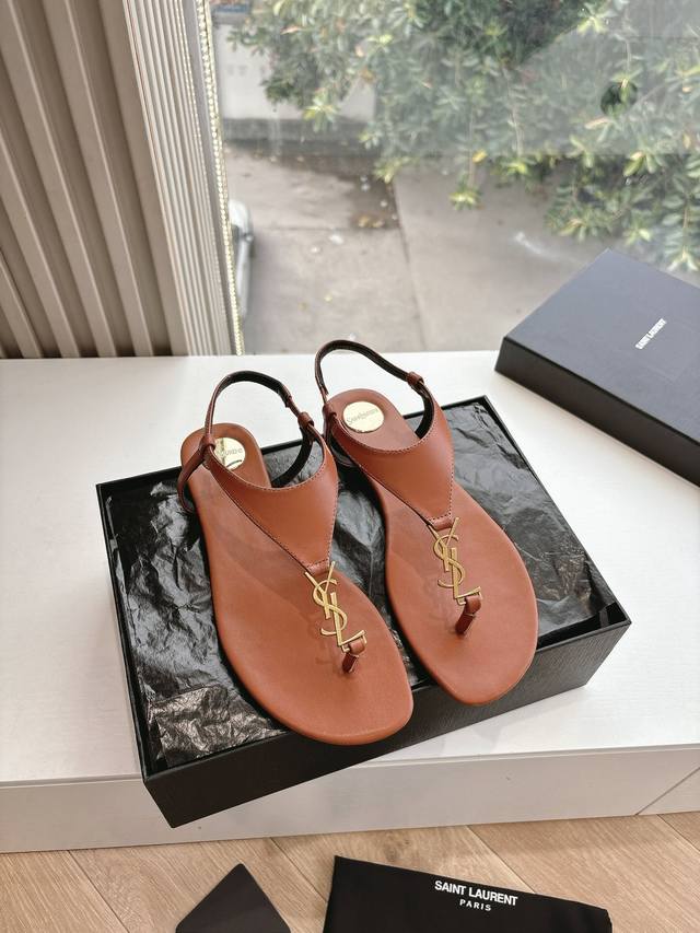 G988 Top Quality Saint Laurent Flip-Flops Sandals Wedge Peep Toe Sandals Lee Met