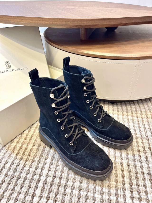 Brunello Cucinell 25S Early Autumn New Thick-Soled Lace-Up Martin Boots Super ge