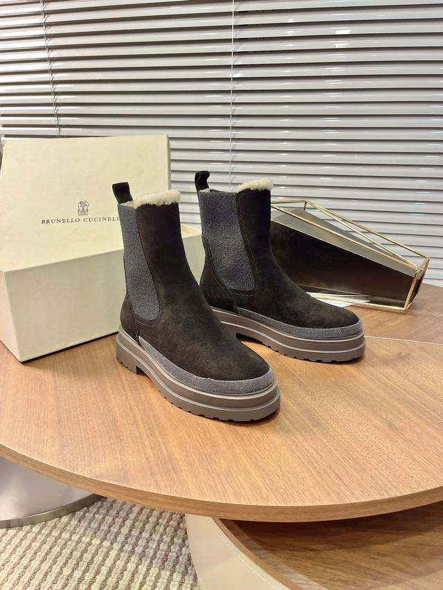 Bruneno Cucinelli# Autumn/Winter Genuine Leather Thick-Soled British Style Slip-