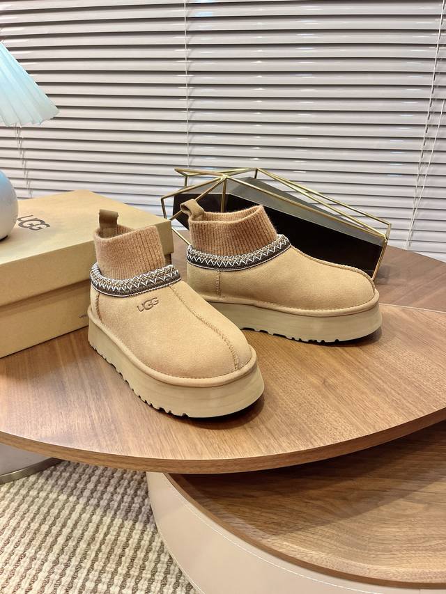 Ugg New Ethnic Style Snow Boots with Sock-like Liners. The liner is made of impo