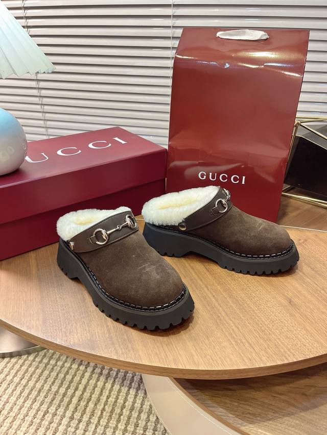 2025 Gucci New Merino Wool Slippers Autumn/Winter Special Offer Imported Mini GG