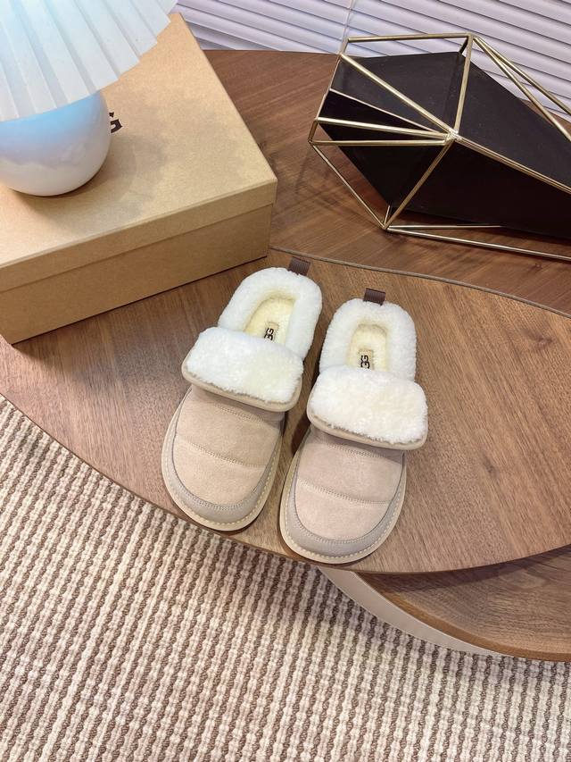 Ugg Winter 2025Ss New Fashionable Furry Shoes Thin-Soled Slip-On Wool Shoes Snow