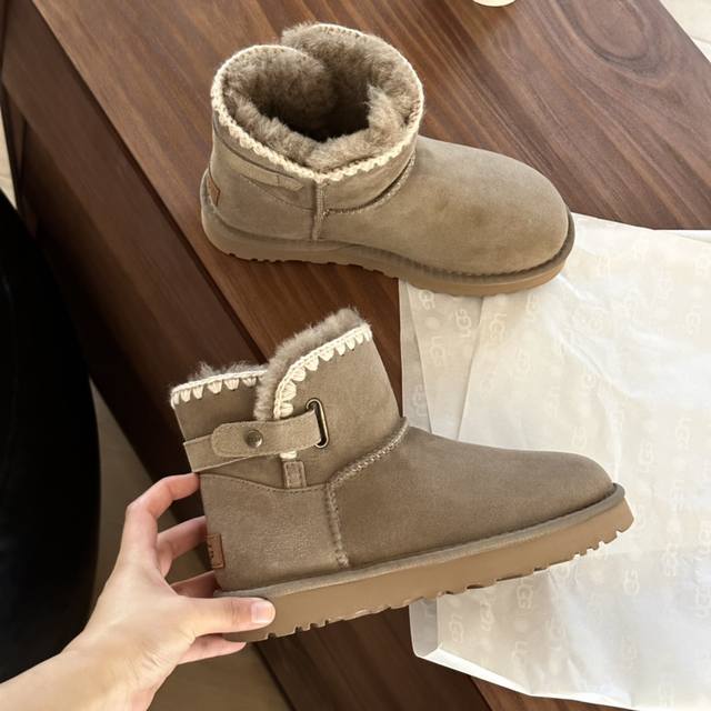 Ugg New Style Knitted Wool Side Leather Strip Buckle Grade A Sheepskin Sheepskin