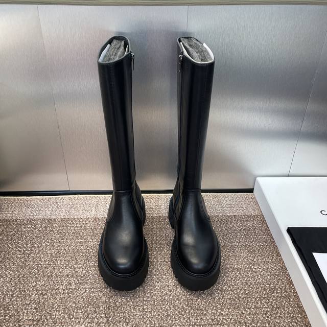 Factory Price P Celine 2025 Autumn/Winter New Side Zipper Motorcycle Women's Lon