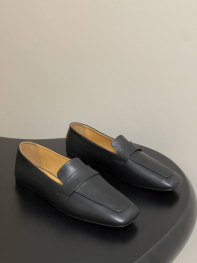 The Row 25Ss Early Autumn New Tr Square Toe Low Mouth Mule Leather Single Shoes