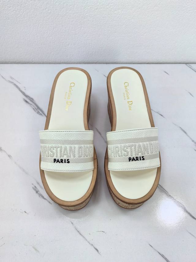 Dior 2025 Spring/Summer New Dway Jelly Color Wedge Heel Women's Shoes with Cd Lo