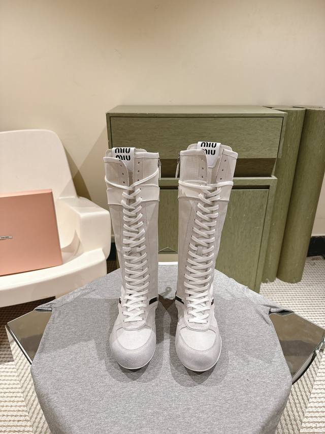 Mid-top/High-top Miumiu 224 New Canvas Boots~ A must-have for those who love sty