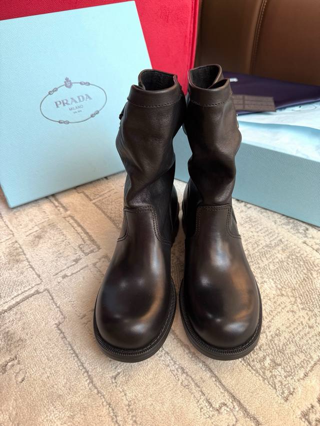 Dongguan-made Prada Retro Modern Ankle Boots/Slouch Boots. These are truly a mus