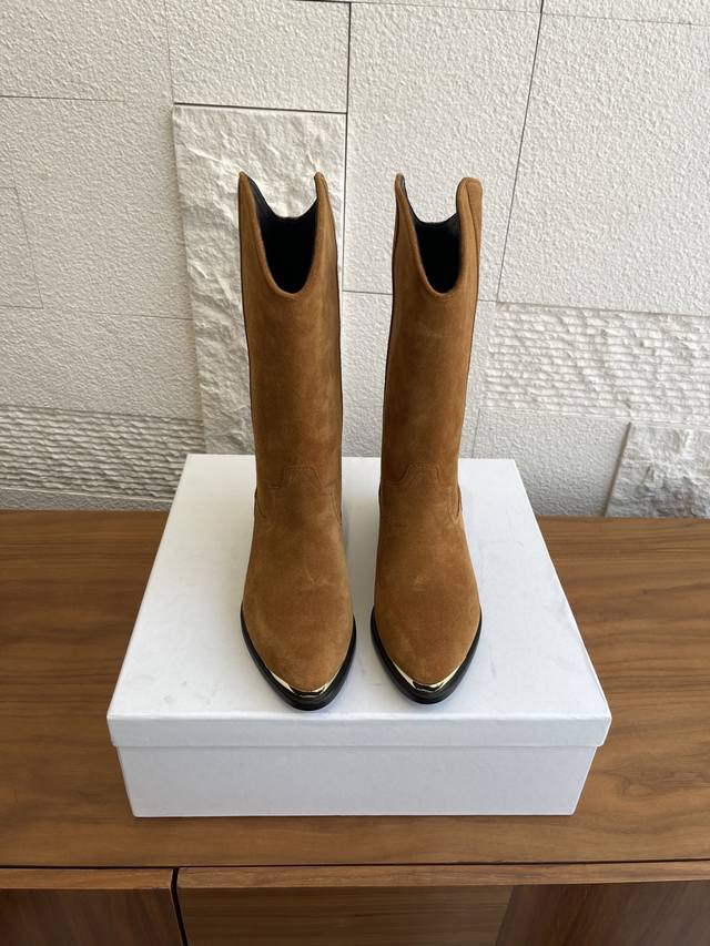 Top Version: Isabel Marant 2025 Early Autumn New Metallic Cowboy Boots Marant Et