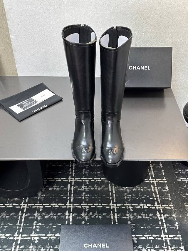 Factory Price P Chanel* Back Zipper Long Boots Autumn/Winter Classic Chanel Ridi