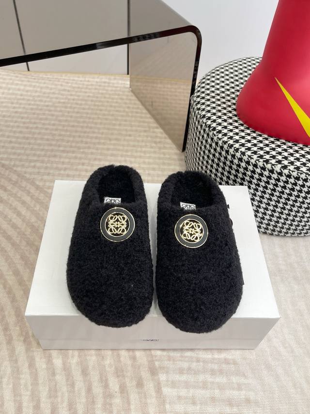 Top-tier factory version Loewe 25Ss Autumn New Style Fleece Slippers Ease Three-