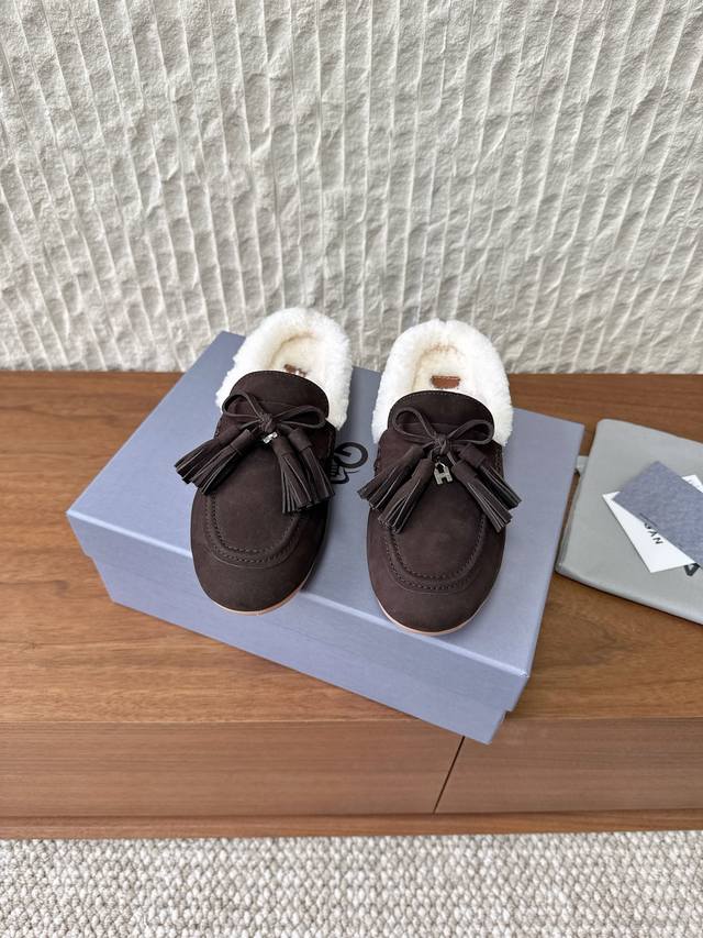 G172 Hogan 25Ss Autumn/Winter New Olympia Series Flat Mules, Fleece Slip-on Mule