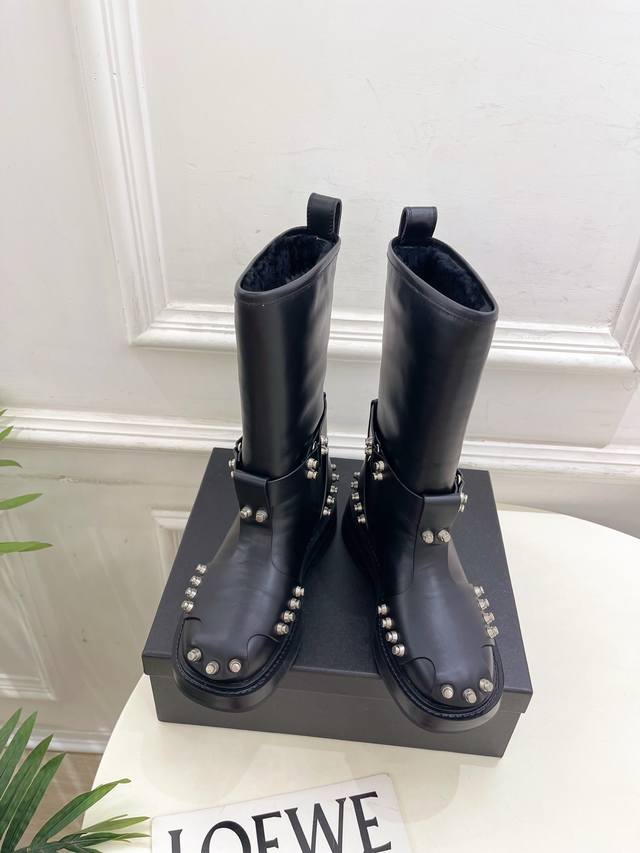 Alexander Wang 2025 Autumn/Winter New Arrival - Punk Style Mid-Calf Boots with M