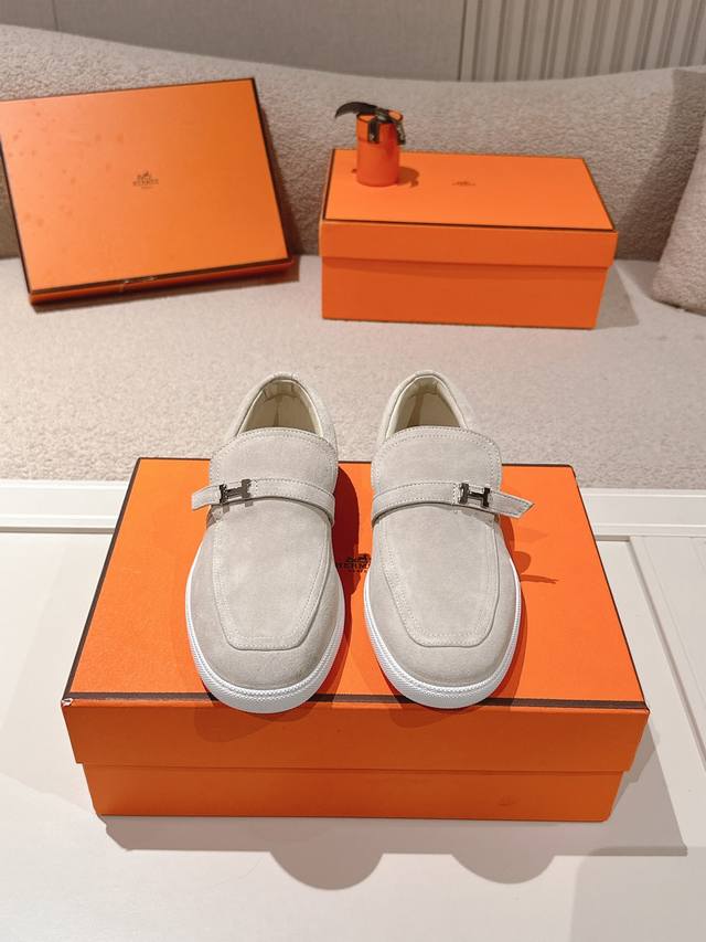 Women's/Men's 400 Hermes 25Ss Autumn/Winter New Loafers, British retro design, c