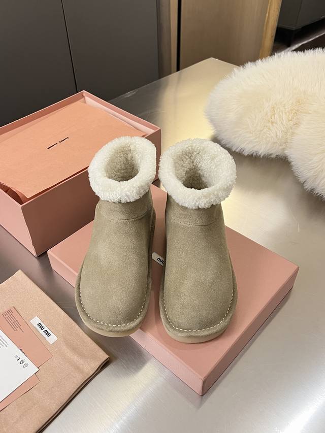 Factory Price: Miumiu Autumn/Winter Runway New Pure Wool Snow Boots Original 1:1