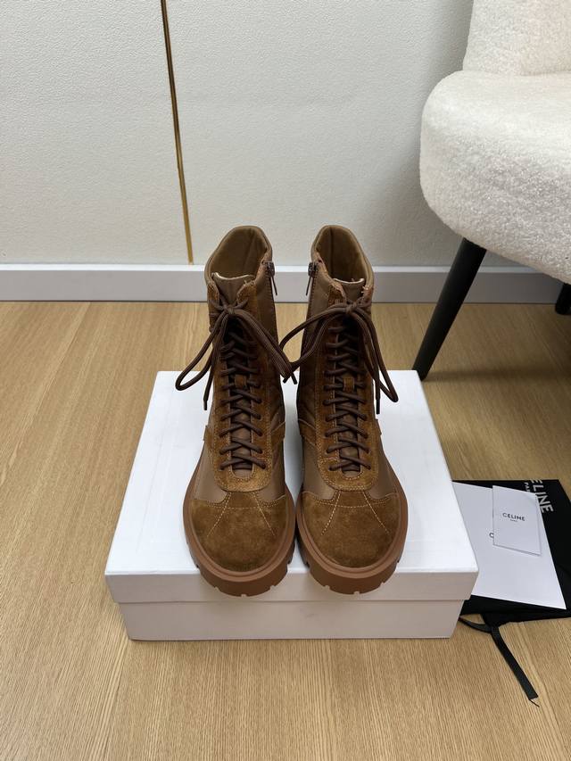 Celine 2025 2025 Autumn/Winter New Arrival - Latest Lace-up Ankle Boots, Martin