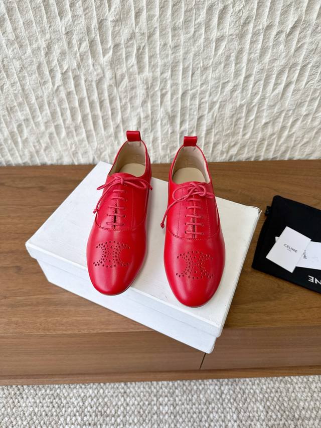 G259 Celine 25Ss Autumn/Winter New Arrival Arc de Triomphe Lace-up Mary Jane Fla