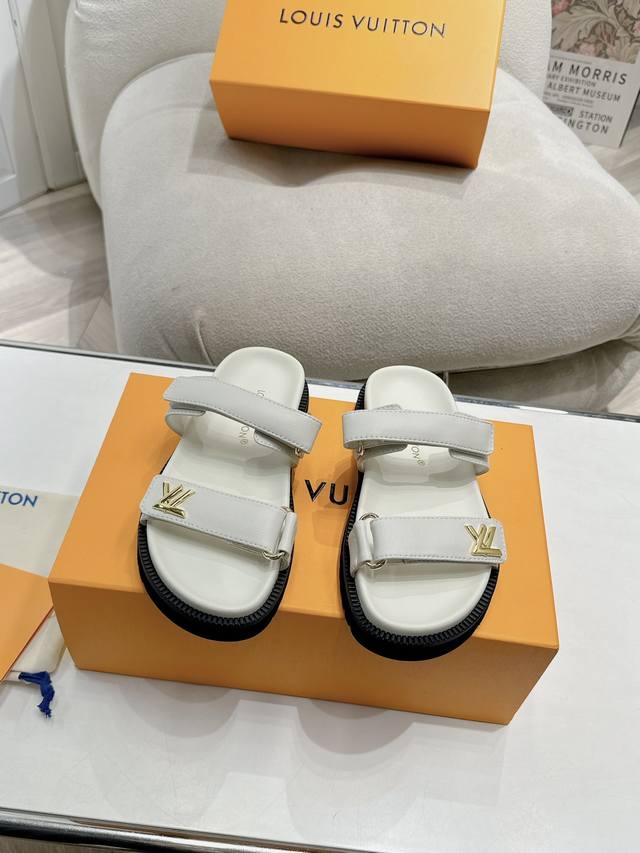 Thin-soled Louis Vuitton women's new slippers, the Lv Sunset Comfort flat slippe
