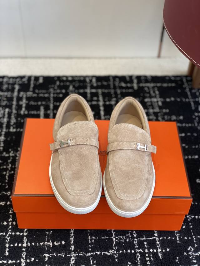 High-quality Hermes classic H loafers for couples, timeless casual and simple st