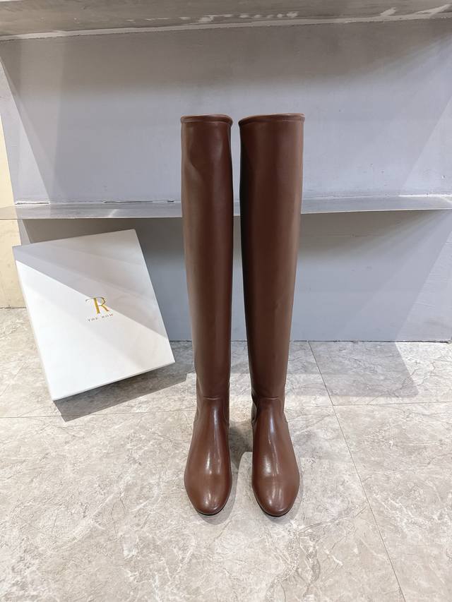 The Row 2025 Autumn/Winter New Simple Elastic Pointed Toe Ankle Boots Kitten Hee