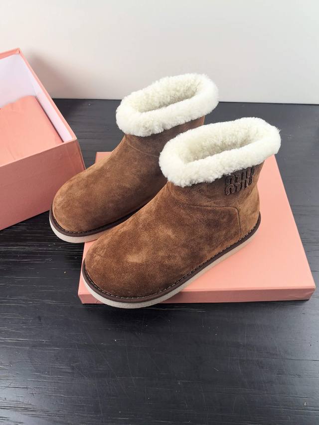 Miumiu Fall/Winter Runway New Pure Wool Snow Boots, Original 1:1 Replica with Bo
