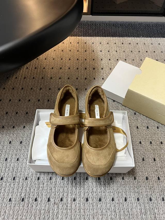 Dongguan-made The Ro* 25Ss Autumn/Winter New Mary Jane Furry Single Shoes Adopti