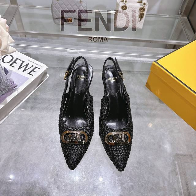 Fendi 2025 Woven Hollow-Out Lace-up Open-Heel Sandals Factory Price Pp: Genuine